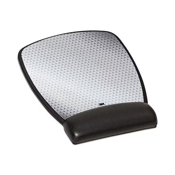 Precise Leatherette Mouse Pad w/Standard Wrist Rest, 6.75x8-3/5, Black, 3M, Mfr#: MW309LE